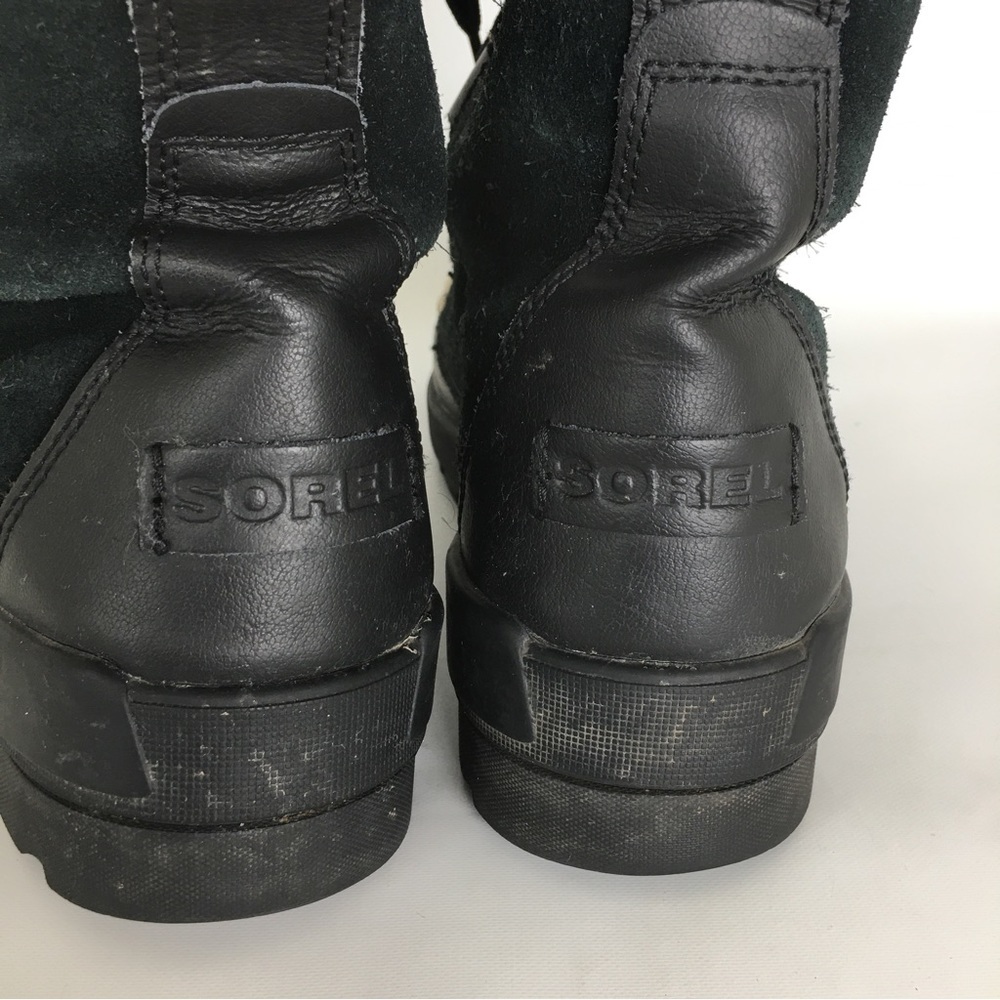 Sorel Tivoli Tall Waterproof Out Dry Boots Black Suede Faux Fur Lining Size 10.5 - Picture 8 of 16